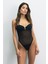 Viola Destekli Push Up Tül Bodysuit Siyah 3