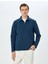 Dikiş Detaylı Pamuk Karışımlı Basic Yarım Fermuarlı Sweatshirt 3