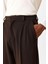 Kahve Yüksek Bel Pileli Relaxed Fit Baggy Erkek Pantolon 4