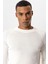 Ekru Bisiklet Yaka Slim Fit Triko Kazak 4