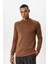 Kahve Bisiklet Yaka Slim Fit Triko Kazak 1