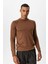 Kahve Bisiklet Yaka Slim Fit Triko Kazak 2