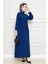 Gömlek Yaka Beli Tünelli Sare Elbise-Lacivert 2