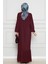 Robalı Sahra Tesettür Elbise-Bordo 4