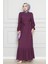 Robalı Sahra Tesettür Elbise-Mürdüm 2
