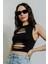 Lazer Kesim Cut-Out Dekolteli Crop Top 1