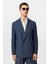 Indigo Tek Düğme Kruvaze Erkek Blazer Ceket 1