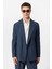 Indigo Tek Düğme Kruvaze Erkek Blazer Ceket 4