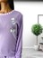 Sweet Kalp Desenli Pamuk Kadın Pijama Takımı (Eflatun) 5