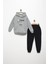 Erkek Çocuk 6-7-8-9 Yaş Pamuklu Şardonlu 3 Ip Sweatshirt Jogger Eşofman Takım 1