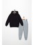 Erkek Çocuk 6-7-8-9 Yaş Pamuklu Şardonlu 3 Ip Sweatshirt Jogger Takım Jump Kabartma Baskılı 1