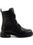 Siyah Deri Kadın Bot & Bootie K02724202003 2
