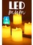 LED Mum Seti Pilli Dumansız Alevli 4 Adet Mat Beyaz Mini Ledli Dekoratif Yapay Mum Dekor Işığı 1