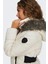 Kadın Onlfever Kapüşonu Kürklü Puffer Mont 15322003 Ekru 4