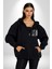 Iskelet Aşkı Kuş Kırk Kalp ve Kuru Çiçekler Erkek Kadın Siyah Fermuarlı Baskılı Hırka Sweatshirt 1