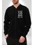 Siyah ve Beyaz Sokak Style Erkek Kadın Dijital Baskılı Siyah Kolej Ceket - Unisex 1