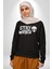 Uzaylı Tuhaf Kal Yazılı Sokak Style Erkek Kadın Unisex Dijital Baskılı Siyah Sweatshirt 3