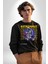 Roket Ata Binen Astronot Erkek Kadın Unisex Dijital Baskılı Siyah Sweatshirt 1