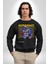 Roket Ata Binen Astronot Erkek Kadın Unisex Dijital Baskılı Siyah Sweatshirt 2