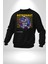 Roket Ata Binen Astronot Erkek Kadın Unisex Dijital Baskılı Siyah Sweatshirt 3