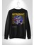 Roket Ata Binen Astronot Erkek Kadın Unisex Dijital Baskılı Siyah Sweatshirt 4