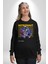 Roket Ata Binen Astronot Erkek Kadın Unisex Dijital Baskılı Siyah Sweatshirt 5