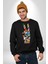 Dünya Barışı Özgürlük Zafer Işareti Erkek Kadın Unisex Dijital Baskılı Siyah Sweatshirt 1
