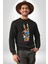 Dünya Barışı Özgürlük Zafer Işareti Erkek Kadın Unisex Dijital Baskılı Siyah Sweatshirt 3
