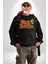 Uzaylı Yabancılarla Konuşma Erkek Kadın Unisex Dijital Baskılı Siyah Sweatshirt 3
