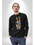 Dünya Barışı Özgürlük Zafer Işareti Erkek Kadın Unisex Dijital Baskılı Siyah Sweatshirt 4