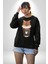 Catpuccino Kedi Karikatür Eğlenceli Tasarım Erkek Kadın Unisex Dijital Baskılı Siyah Sweatshirt 3