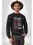 Kırmızı Gül Sokak Style Erkek Kadın Unisex Dijital Baskılı Siyah Sweatshirt 5