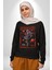 Astronot Gezegen Uzay Aracı Erkek Kadın Unisex Dijital Baskılı Siyah Sweatshirt 1