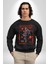 Astronot Gezegen Uzay Aracı Erkek Kadın Unisex Dijital Baskılı Siyah Sweatshirt 5