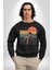 Uzay Adamı Tasarımı Erkek Kadın Unisex Dijital Baskılı Siyah Sweatshirt 3