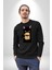 Nope Kedi Mizahi Kahve Tasarımı Erkek Kadın Unisex Dijital Baskılı Siyah Sweatshirt 1