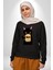 Nope Kedi Mizahi Kahve Tasarımı Erkek Kadın Unisex Dijital Baskılı Siyah Sweatshirt 5