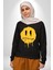 Eriyen Emoji Bugün Hissetmiyorum Erkek Kadın Unisex Dijital Baskılı Siyah Sweatshirt 1