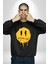 Eriyen Emoji Bugün Hissetmiyorum Erkek Kadın Unisex Dijital Baskılı Siyah Sweatshirt 2