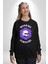 Polen Kafatası Mor Çiçek Erkek Kadın Unisex Dijital Baskılı Siyah Sweatshirt 1