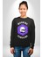 Polen Kafatası Mor Çiçek Erkek Kadın Unisex Dijital Baskılı Siyah Sweatshirt 2