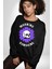 Polen Kafatası Mor Çiçek Erkek Kadın Unisex Dijital Baskılı Siyah Sweatshirt 3