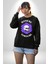 Polen Kafatası Mor Çiçek Erkek Kadın Unisex Dijital Baskılı Siyah Sweatshirt 4