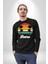 Retro Palmiye Güneş 80 90 Erkek Kadın Unisex Dijital Baskılı Siyah Sweatshirt 1