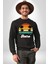 Retro Palmiye Güneş 80 90 Erkek Kadın Unisex Dijital Baskılı Siyah Sweatshirt 2