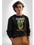 Tavşan Sokak Stili Giyim Erkek Kadın Unisex Dijital Baskılı Siyah Sweatshirt 3