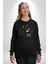 Gül Tasarım Wardiere Erkek Kadın Unisex Dijital Baskılı Siyah Sweatshirt 1