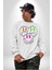 Neon Kafatası Gülen Somurtgan Eriyen Emoji Erkek Kadın Unisex Dijital Baskılı Beyaz Sweatshirt 5