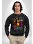 Kayakcı Kız Erkek Kadın Unisex Dijital Baskılı Siyah Sweatshirt 1