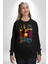 Kayakcı Kız Erkek Kadın Unisex Dijital Baskılı Siyah Sweatshirt 3